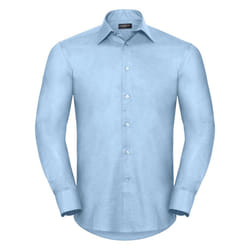 Russell Collection Mens Long Sleeve Easy Care Tailored Oxford Shirt - 17.5inch, Oxford Blue