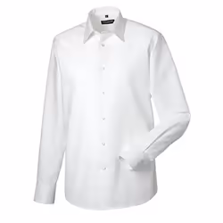 Russell Collection Mens Long Sleeve Easy Care Tailored Oxford Shirt - 14.5inch, White