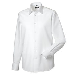 Russell Collection Mens Long Sleeve Easy Care Tailored Oxford Shirt - 15.5inch, White