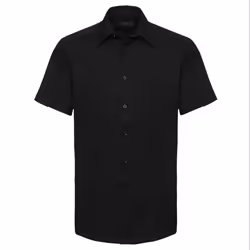Russell Collection Mens Short Sleeve Easy Care Tailored Oxford Shirt - 15.5inch, Black