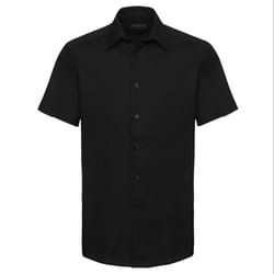Russell Collection Mens Short Sleeve Easy Care Tailored Oxford Shirt - 18inch, Black