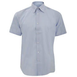 Russell Collection Mens Short Sleeve Easy Care Tailored Oxford Shirt - 15.5inch, Oxford Blue
