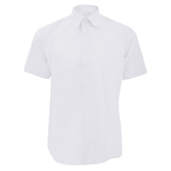 Russell Collection Mens Short Sleeve Easy Care Tailored Oxford Shirt - 18.5inch, White