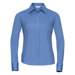 Russell Collection Ladies/Womens Long Sleeve Poly-Cotton Easy Care Fitted Poplin Shirt - M, Corporate Blue