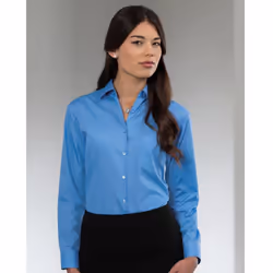 Russell Collection Ladies/Womens Long Sleeve Poly-Cotton Easy Care Fitted Poplin Shirt - M, Corporate Blue
