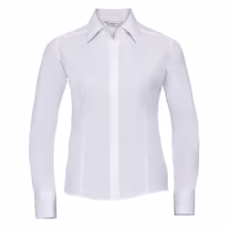 Russell Collection Ladies/Womens Long Sleeve Poly-Cotton Easy Care Fitted Poplin Shirt - XS, White