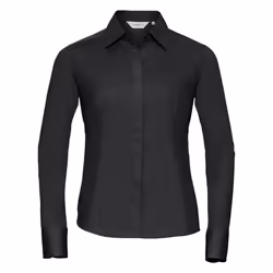 Russell Collection Ladies/Womens Long Sleeve Poly-Cotton Easy Care Fitted Poplin Shirt - XL, White