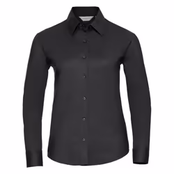 Russell Collection Ladies/Womens Long Sleeve Easy Care Oxford Shirt - XS, Black