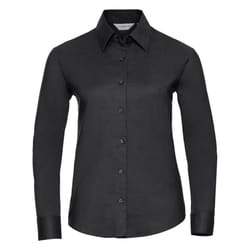 Russell Collection Ladies/Womens Long Sleeve Easy Care Oxford Shirt - XS, Black