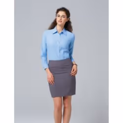Russell Collection Ladies/Womens Long Sleeve Easy Care Oxford Shirt - XS, Oxford Blue