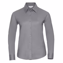 Russell Collection Ladies/Womens Long Sleeve Easy Care Oxford Shirt - XS, Silver