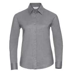 Russell Collection Ladies/Womens Long Sleeve Easy Care Oxford Shirt - XS, Silver