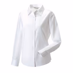 Russell Collection Ladies/Womens Long Sleeve Easy Care Oxford Shirt - XS, White