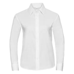 Russell Collection Ladies/Womens Long Sleeve Easy Care Oxford Shirt - 6XL, White