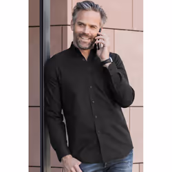 Russell Collection Mens Long Sleeve Easy Care Oxford Shirt - 16.5inch, Black