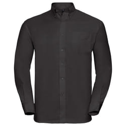 Russell Collection Mens Long Sleeve Easy Care Oxford Shirt - 17.5inch, Black