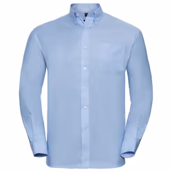 Russell Collection Mens Long Sleeve Easy Care Oxford Shirt - 15.5inch, Oxford Blue
