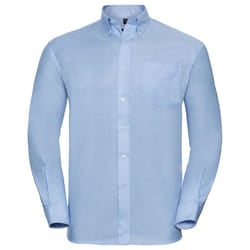 Russell Collection Mens Long Sleeve Easy Care Oxford Shirt - 17.5inch, Oxford Blue
