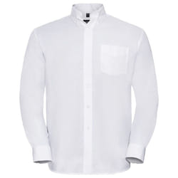 Russell Collection Mens Long Sleeve Easy Care Oxford Shirt - 17.5inch, White