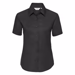 Russell Collection Ladies/Womens Short Sleeve Easy Care Oxford Shirt - S, Black