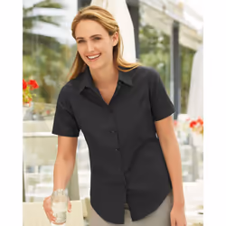 Russell Collection Ladies/Womens Short Sleeve Easy Care Oxford Shirt - 5XL, Black