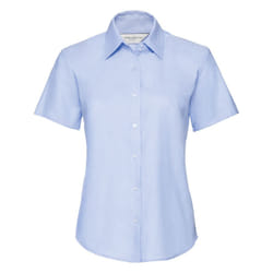 Russell Collection Ladies/Womens Short Sleeve Easy Care Oxford Shirt - M, Oxford Blue