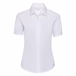 Russell Collection Ladies/Womens Short Sleeve Easy Care Oxford Shirt - 3XL, White