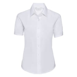 Russell Collection Ladies/Womens Short Sleeve Easy Care Oxford Shirt - 3XL, White
