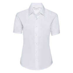 Russell Collection Ladies/Womens Short Sleeve Easy Care Oxford Shirt - 6XL, White