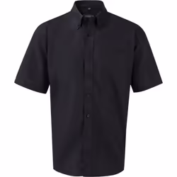 Russell Collection Mens Short Sleeve Easy Care Oxford Shirt - 14.5inch, Black