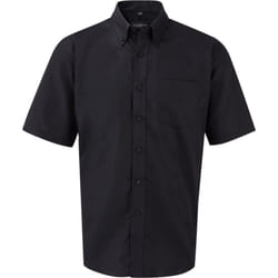 Russell Collection Mens Short Sleeve Easy Care Oxford Shirt - 14.5inch, Black