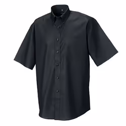 Russell Collection Mens Short Sleeve Easy Care Oxford Shirt - 14.5inch, Black