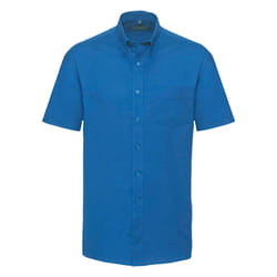 Russell Collection Mens Short Sleeve Easy Care Oxford Shirt - 15.5inch, Oxford Blue