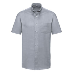 Russell Collection Mens Short Sleeve Easy Care Oxford Shirt - 18inch, Silver Grey