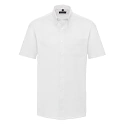 Russell Collection Mens Short Sleeve Easy Care Oxford Shirt - 15inch, White