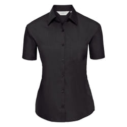 Russell Collection Ladies/Womens Short Sleeve Poly-Cotton Easy Care Poplin Shirt - XS, Black