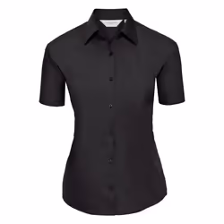 Russell Collection Ladies/Womens Short Sleeve Poly-Cotton Easy Care Poplin Shirt - L, Black