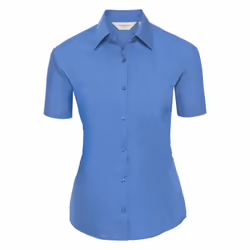 Russell Collection Ladies/Womens Short Sleeve Poly-Cotton Easy Care Poplin Shirt - M, Corporate Blue