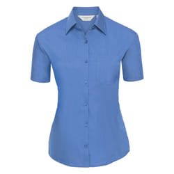 Russell Collection Ladies/Womens Short Sleeve Poly-Cotton Easy Care Poplin Shirt - M, Corporate Blue