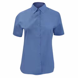 Russell Collection Ladies/Womens Short Sleeve Poly-Cotton Easy Care Poplin Shirt - M, Corporate Blue