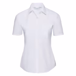 Russell Collection Ladies/Womens Short Sleeve Poly-Cotton Easy Care Poplin Shirt - L, White