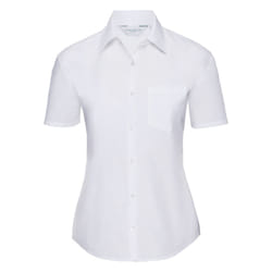 Russell Collection Ladies/Womens Short Sleeve Poly-Cotton Easy Care Poplin Shirt - XL, White