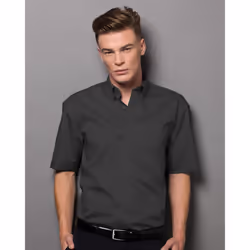 Russell Collection Mens Short Sleeve Poly-Cotton Easy Care Poplin Shirt - 17, Black