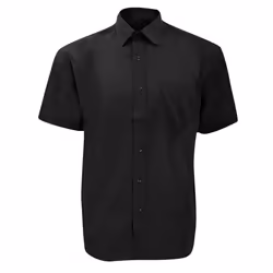 Russell Collection Mens Short Sleeve Poly-Cotton Easy Care Poplin Shirt - 18, Black