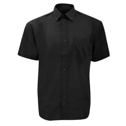 Russell Collection Mens Short Sleeve Poly-Cotton Easy Care Poplin Shirt - 18, Black