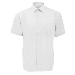 Russell Collection Mens Short Sleeve Poly-Cotton Easy Care Poplin Shirt - 17, White