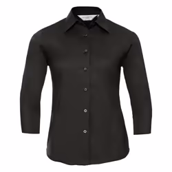 Russell Collection Ladies/Womens 3/4 Sleeve Easy Care Fitted Shirt - S, Black
