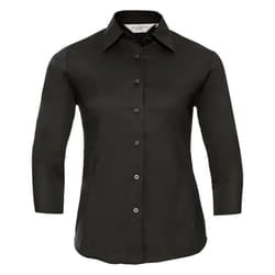 Russell Collection Ladies/Womens 3/4 Sleeve Easy Care Fitted Shirt - S, Black
