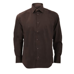 Russell Collection Mens Long Sleeve Easy Care Fitted Shirt - 18, Chocolate