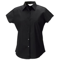 Russell Collection Ladies/Womens Cap Sleeve Easy Care Fitted Shirt - XL, Black